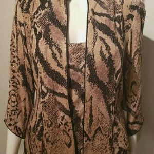 Alex Evening Women's Animal Print 2 pieces twinset size S taupe multi